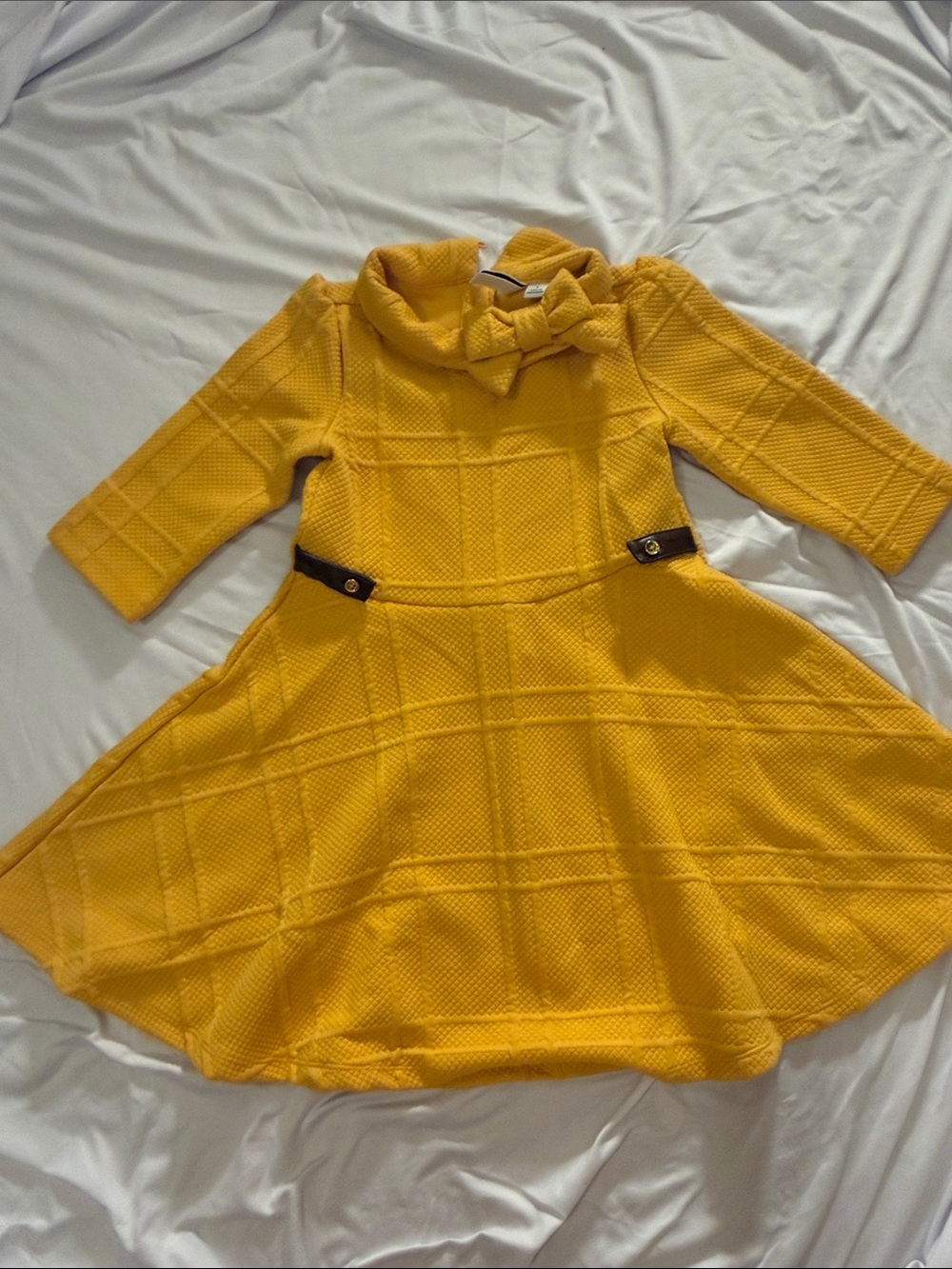 Janie and Jack Bright Yellow Bow-Trim Fit-and-Flare Dress